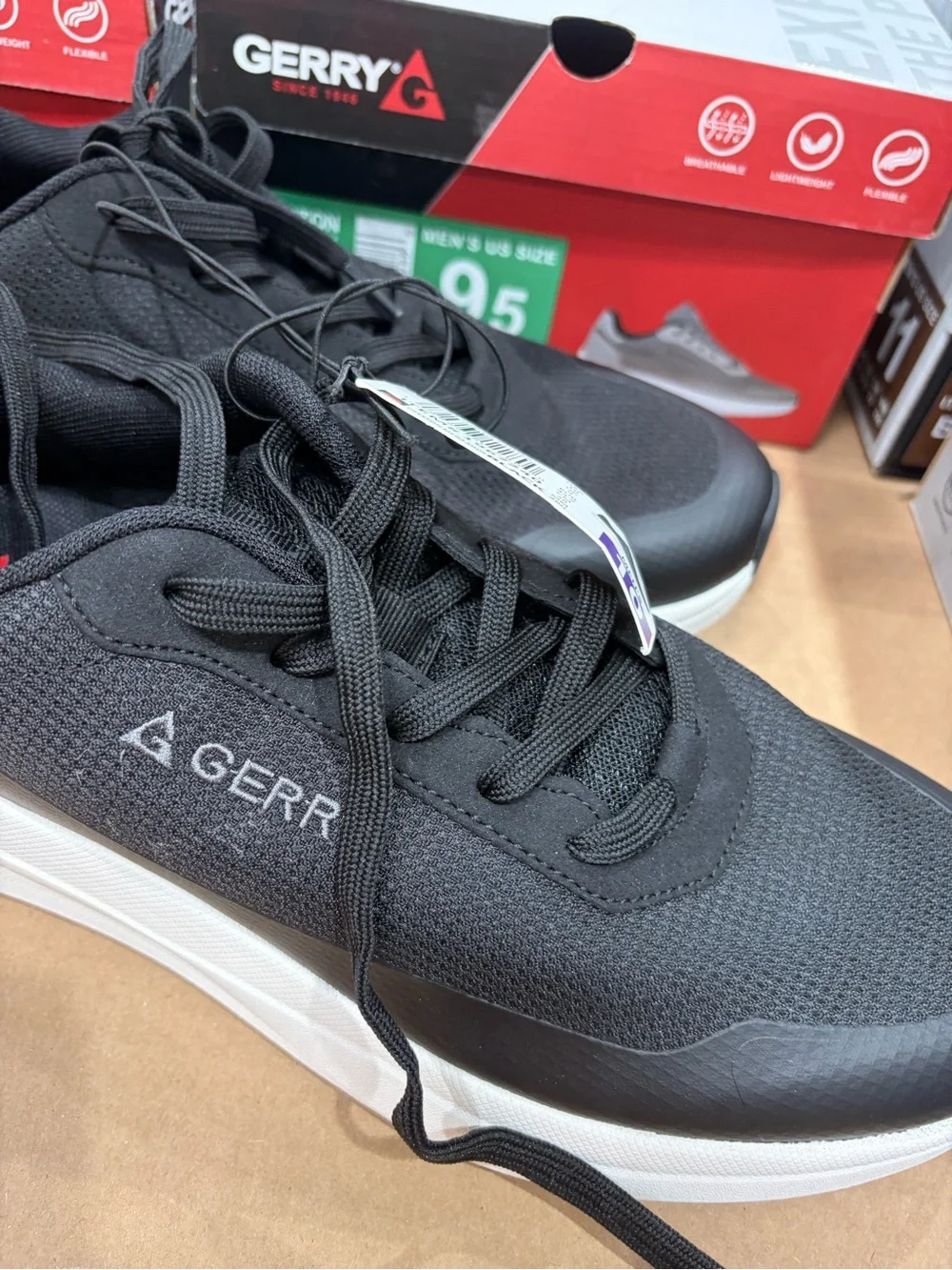 Gerry Weber Men's Black Mesh Lace-Up Sneakers with White Sole new
